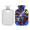 Abstract Art Lighting Hot Water Bottle with Soft Cover, 2 L Water Bottle for Menstrual Cramps, Neck and Shoulder Pain Relief, Blue/Black view 2