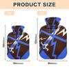 Abstract Art Lighting Hot Water Bottle with Soft Cover, 2 L Water Bottle for Menstrual Cramps, Neck and Shoulder Pain Relief, Blue/Black view 3