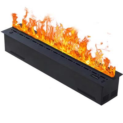 3D Water Vapor Fireplace, Decorative LED Built-In Fireplace, Multicolor Realistic Flame, Automatic Water Intake/Shutoff, Touch Panel and Remote, 70 x 24 x 18 cm / 27.5 x 9.4 x 7 in