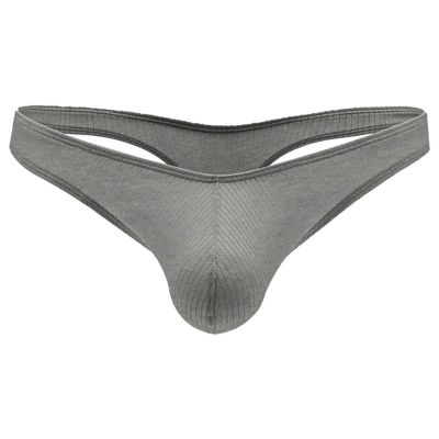 Men's Exotic Triangle Briefs with Strap Details, Gray, L