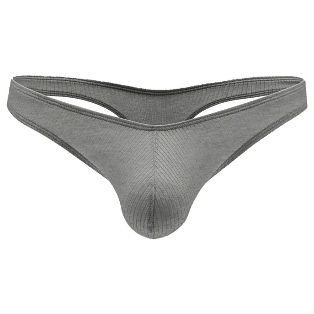 Men's Exotic Triangle Briefs with Strap Details, Gray, L