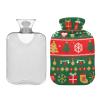 Hot Water Bottle with Soft Cover, Christmas Design, 2 L, Red/Green view 2