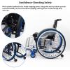CFMAIF Lightweight Folding Self-Propelled Wheelchair, 11.8 kg, Aluminum, Green, 42 cm/16.5 in Seat view 3