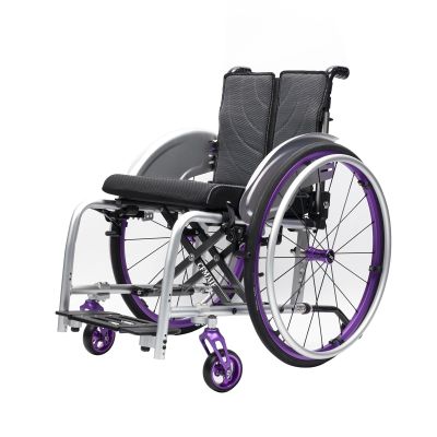 CFMAIF Lightweight Folding Wheelchair, Portable Travel Transport Wheelchair, Self-Propelled, 11.8 kg, Aluminum, Purple, 36 cm/14.1 in Seat