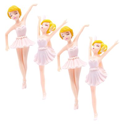 ULTECHNOVO 4-Piece Ballerina Girl Cupcake Toppers, White Cake Decorations