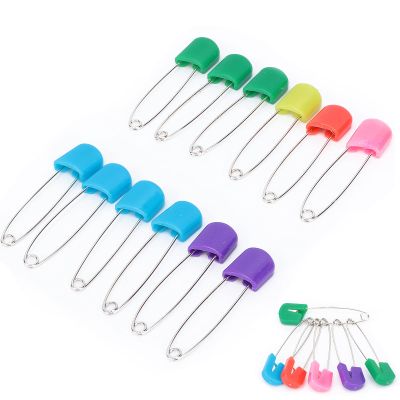 Safety Pins for Clothing and Cloth Diapers, 12 Colorful Bread-Head Pins