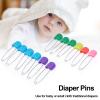 Safety Pins for Clothing and Cloth Diapers, 12 Colorful Bread-Head Pins view 3