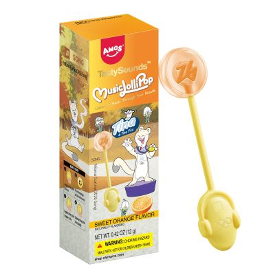 AMOS Music Audio Lollipop, Sugar-Free, Orange (1 pc)