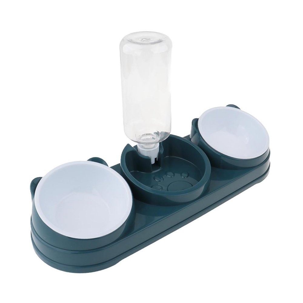 Pyasuye Double-Bowl Feeding Station for Dogs and Cats with Automatic Dispenser