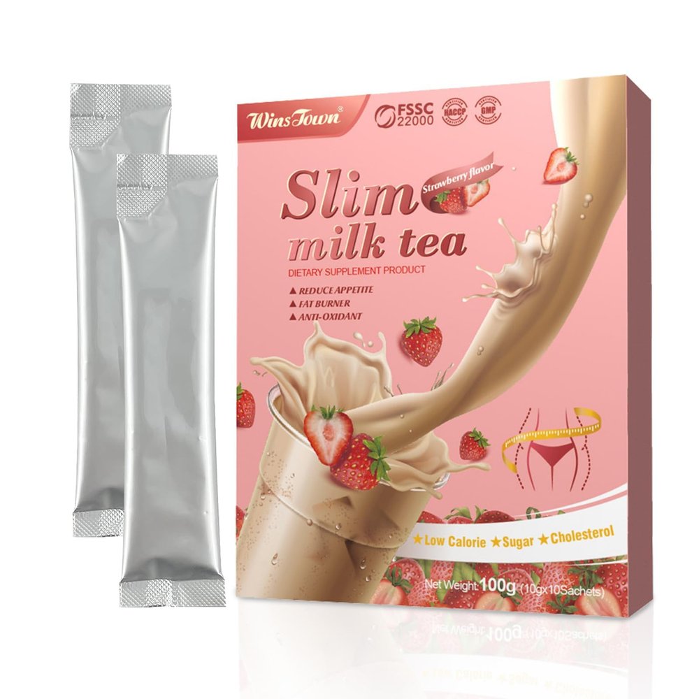 Zoonvii Strawberry Milk Tea Powder, 10 x 10 g