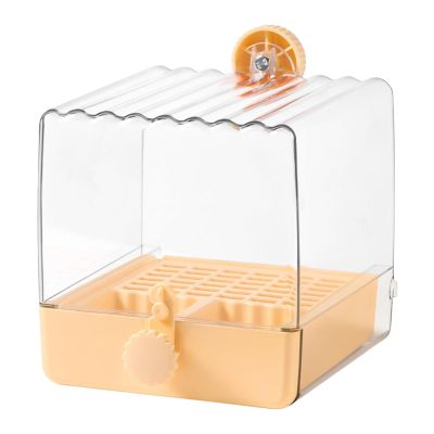 Fonowx Hanging Transparent Bird Bath for Cockatiels and Canaries, Orange