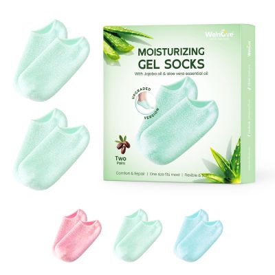 Welnove Moisturizing Socks, 2 Pairs, Plush, with Jojoba Oil & Aloe Vera Essential Oil, Green