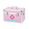 OIFAODAO Metal First Aid Storage Box with Compartments, Medium, Pink (M) view 1