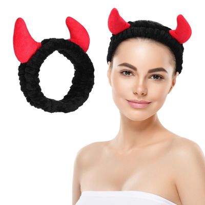 Alipis Black Plush Devil Horn Headband for Face Washing and Skincare