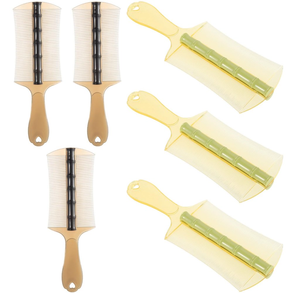 Lice Comb with Handle, 6-Piece Plastic, Double-Sided, Fine-Toothed