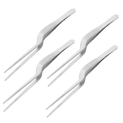 LOORGVEL 4-Piece Stainless Steel Ear Tweezers with Curved Tips, Precise, Reusable and Compact for Adults