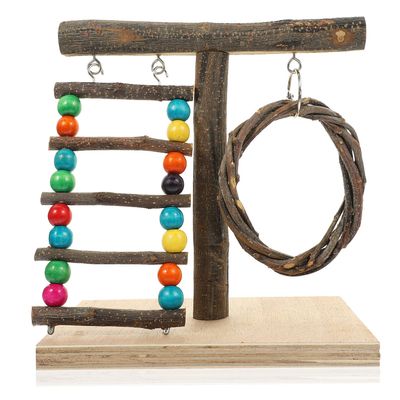 Hohopeti Parrot Training Toy, No-Assembly Countertop Bird Stand for Interactive Play and Balance Training