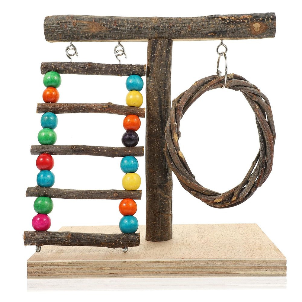 Hohopeti Parrot Training Toy, No-Assembly Countertop Bird Stand for Interactive Play and Balance Training
