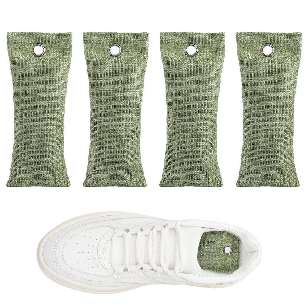 4-Pack Bamboo Activated Charcoal Shoe Odor Eliminator Bags