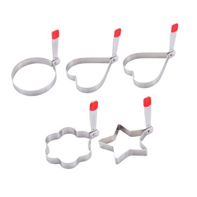 5-Piece Stainless Steel and Silicone Egg Ring Molds, Reusable