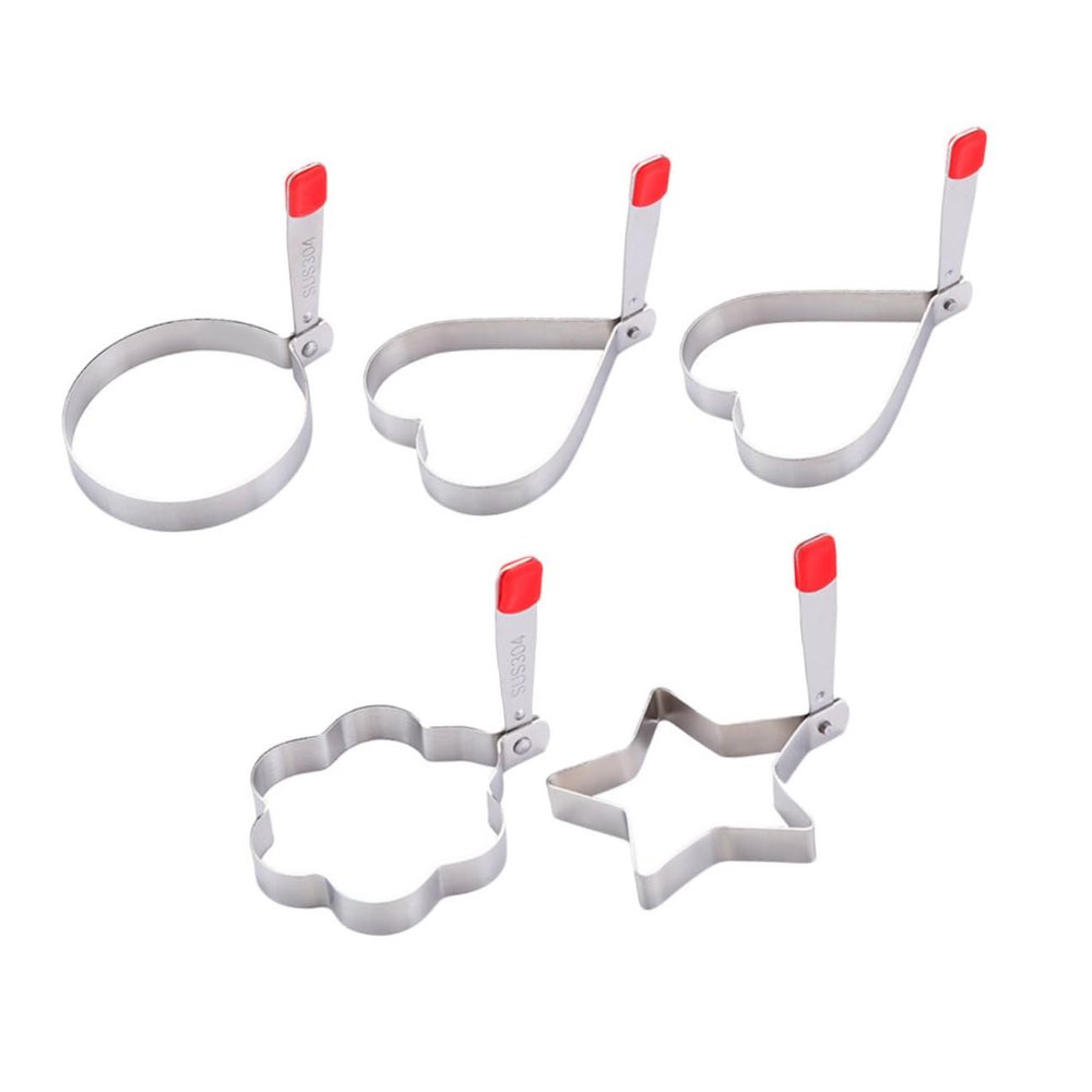 5-Piece Stainless Steel and Silicone Egg Ring Molds, Reusable