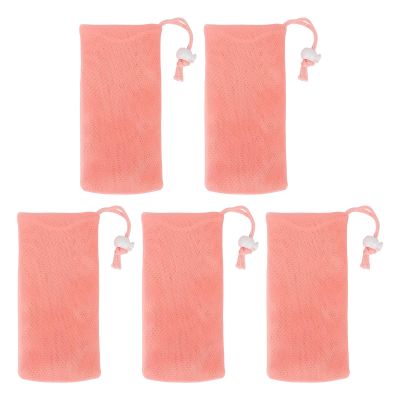 Pink Mesh Soap Bags, 5-Pack