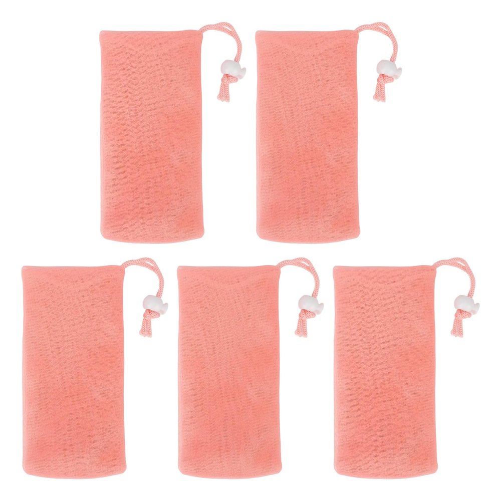 Pink Mesh Soap Bags, 5-Pack