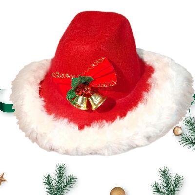 Dog Cowboy Hat | Adjustable Headwear for Costumes and Accessories - Christmas Design