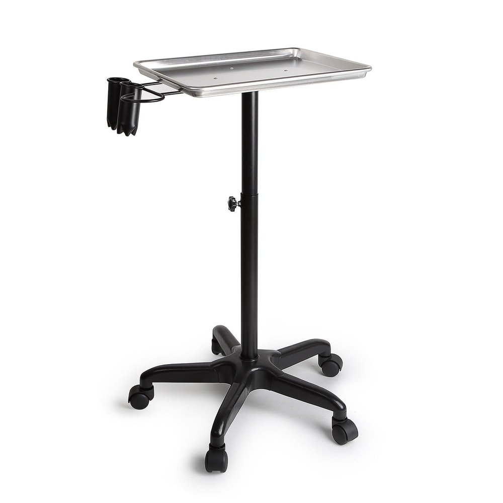 Aluminum Alloy Beauty Cart with Heat-Resistant Tray, 2 Adjustable Hair Dryer Racks and Casters