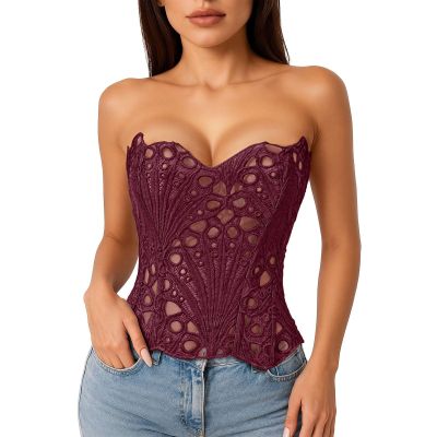 Women's Full Bust Corset Top - Black Gothic Vintage