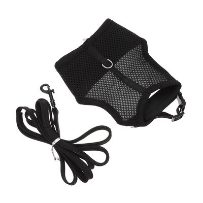 Ciieeo Rabbit Harness Set with Breathable Mesh, Durable Leash for Outdoor Walks, Black