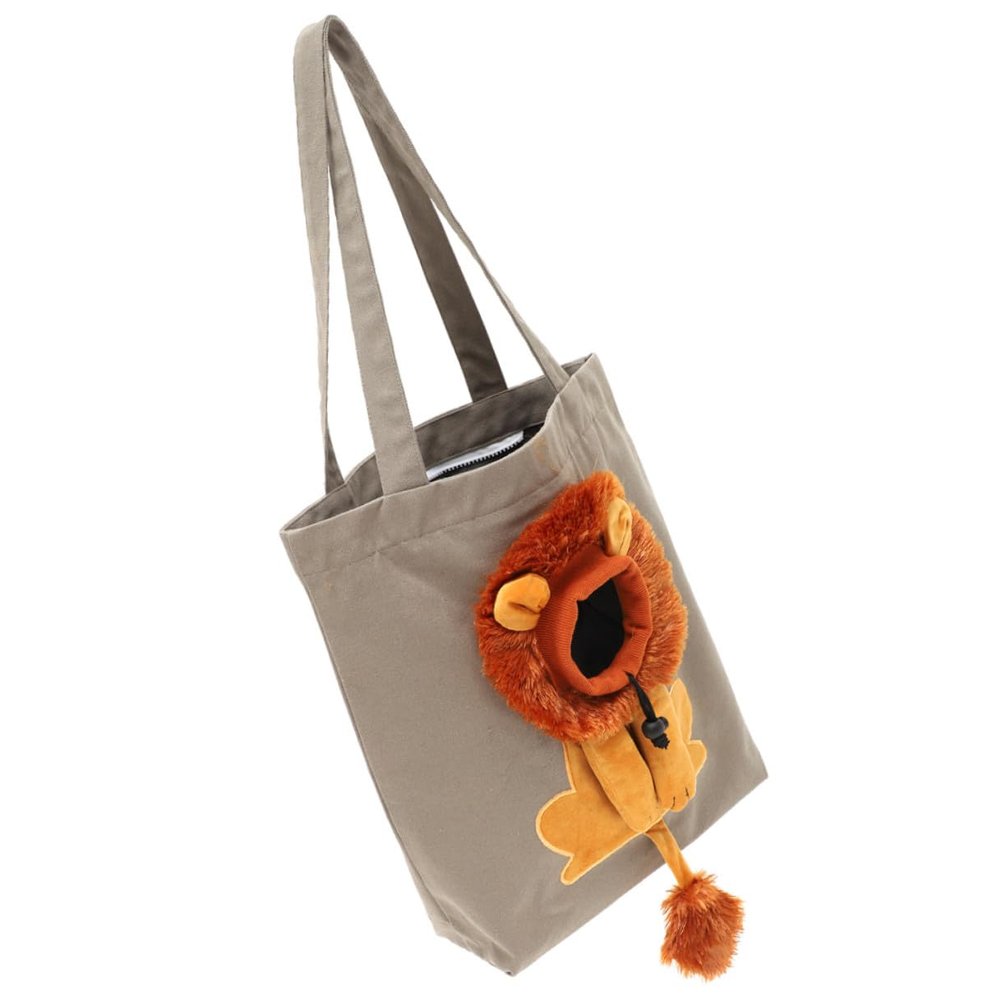 Ciieeo Breathable Canvas Cat Carrier with 3D Lion Head Design and Open Head Area
