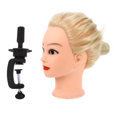 jojofuny Cosmetology Mannequin Head with Long Synthetic Hair and Holder