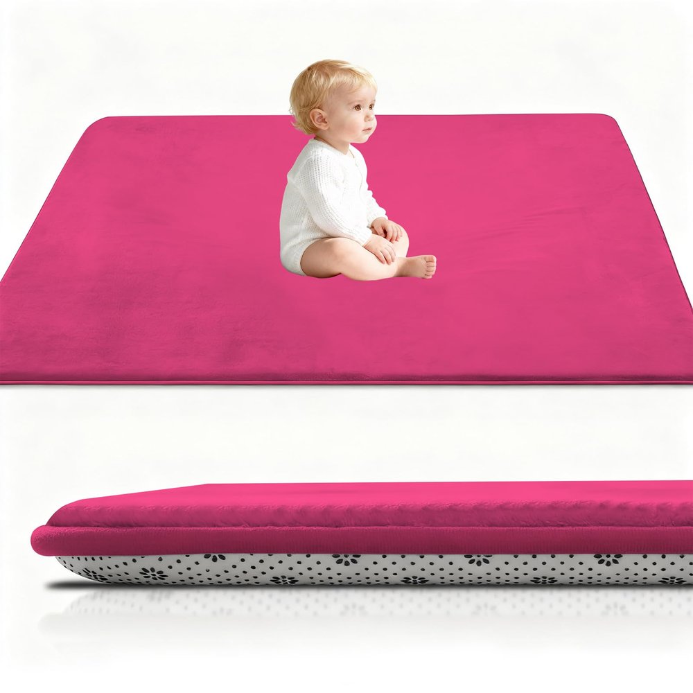 Stqyeiw Kids’ Coral Velvet Rug, 90 x 120 cm, Rose Red