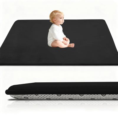 Stqyeiw Kids’ Rug, Coral Velvet Play Mat, 190 x 320 cm, Black