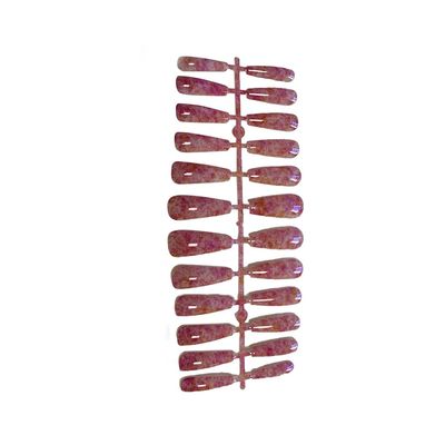 Zanthicia 1 Set French Tip Press-On Nails, Extra-Long Glitter Coffin Nails with Marble Adhesive Tabs, Nail Art Stickers, Manicure Decorations, mzy d01