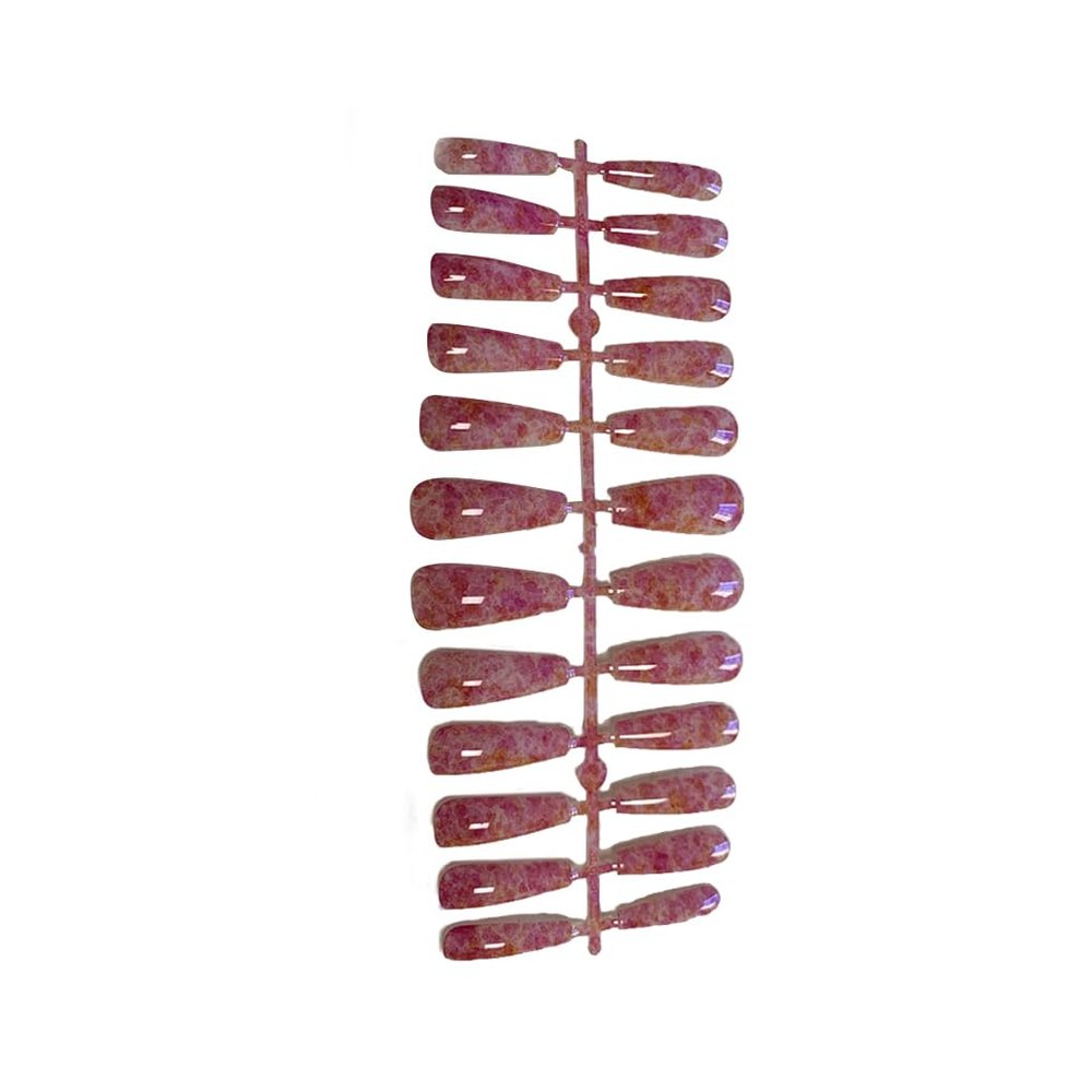 Zanthicia 1 Set French Tip Press-On Nails, Extra-Long Glitter Coffin Nails with Marble Adhesive Tabs, Nail Art Stickers, Manicure Decorations, mzy d01