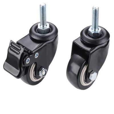 Heavy-Duty Furniture Caster with Brake, 1.5 in (40 mm), 50 kg Capacity, M8 Threaded Stem