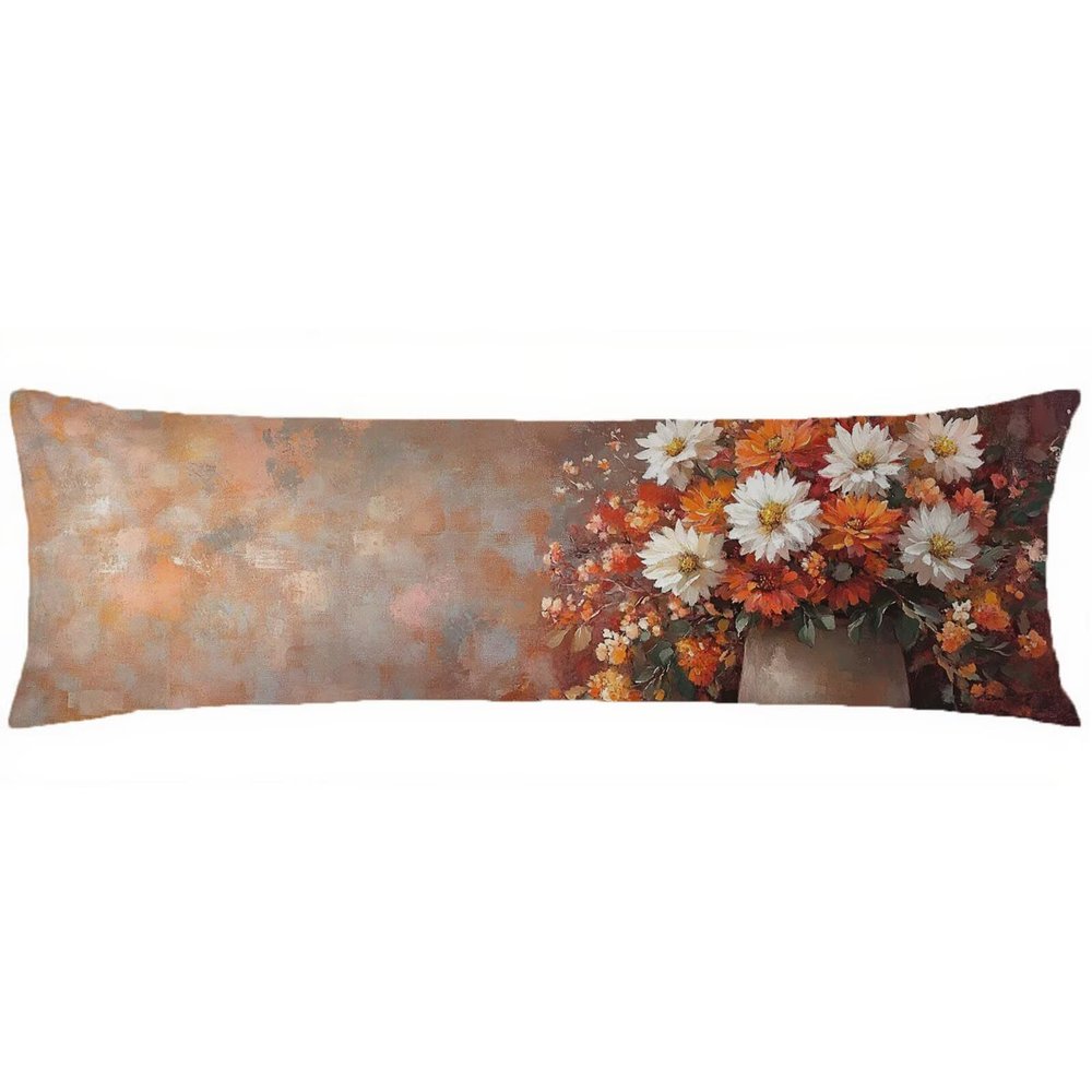 Burnt Orange Floral Velvet Side Sleeper Pillowcase 40 x 145 cm