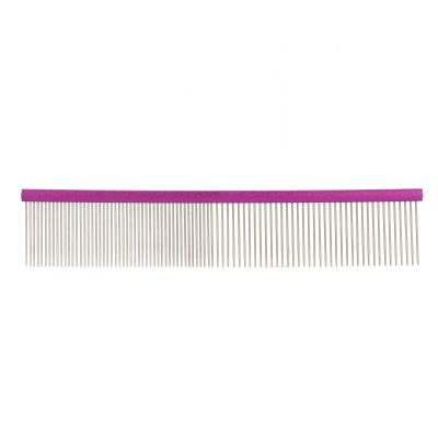 Omabeta Durable Stainless Steel Pet Comb with Rounded Ends, Dog Grooming Comb for Long and Short Hair Breeds (Purple 19 cm/7.5 inches)
