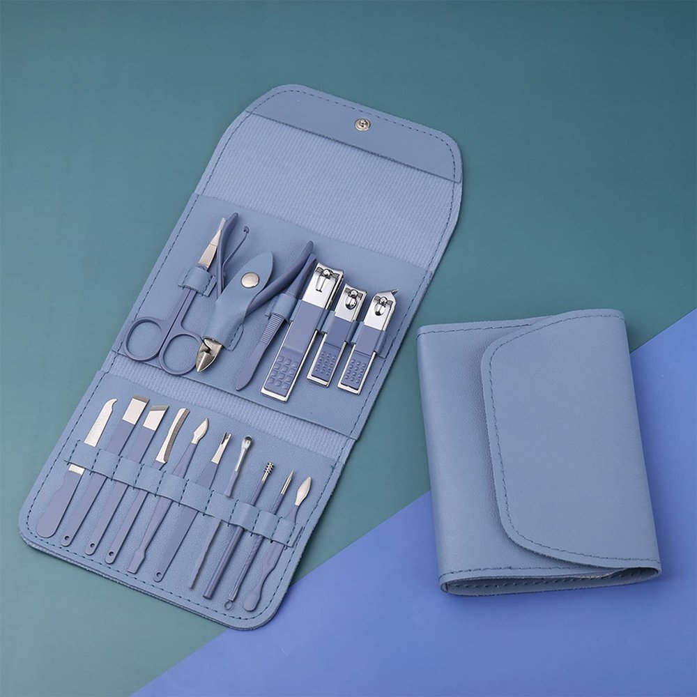Fafeicy Manicure Set, Stainless Steel Pedicure Tools with Travel Case, Blue #2