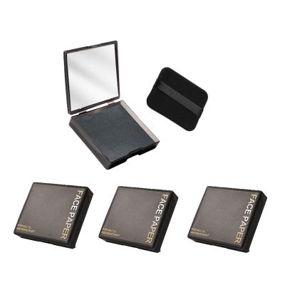Facial Blotting Paper with Mirror and Puff, Bamboo Charcoal, 300 Sheets