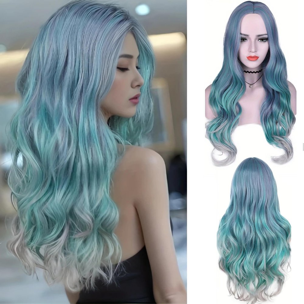 Wenweo Women's Long Green Wig, Natural Look for Halloween, Carnival, Masquerades, Cosplay & Parties, Waist-Length