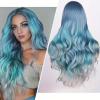 Wenweo Women's Long Green Wig, Natural Look for Halloween, Carnival, Masquerades, Cosplay & Parties, Waist-Length view 4