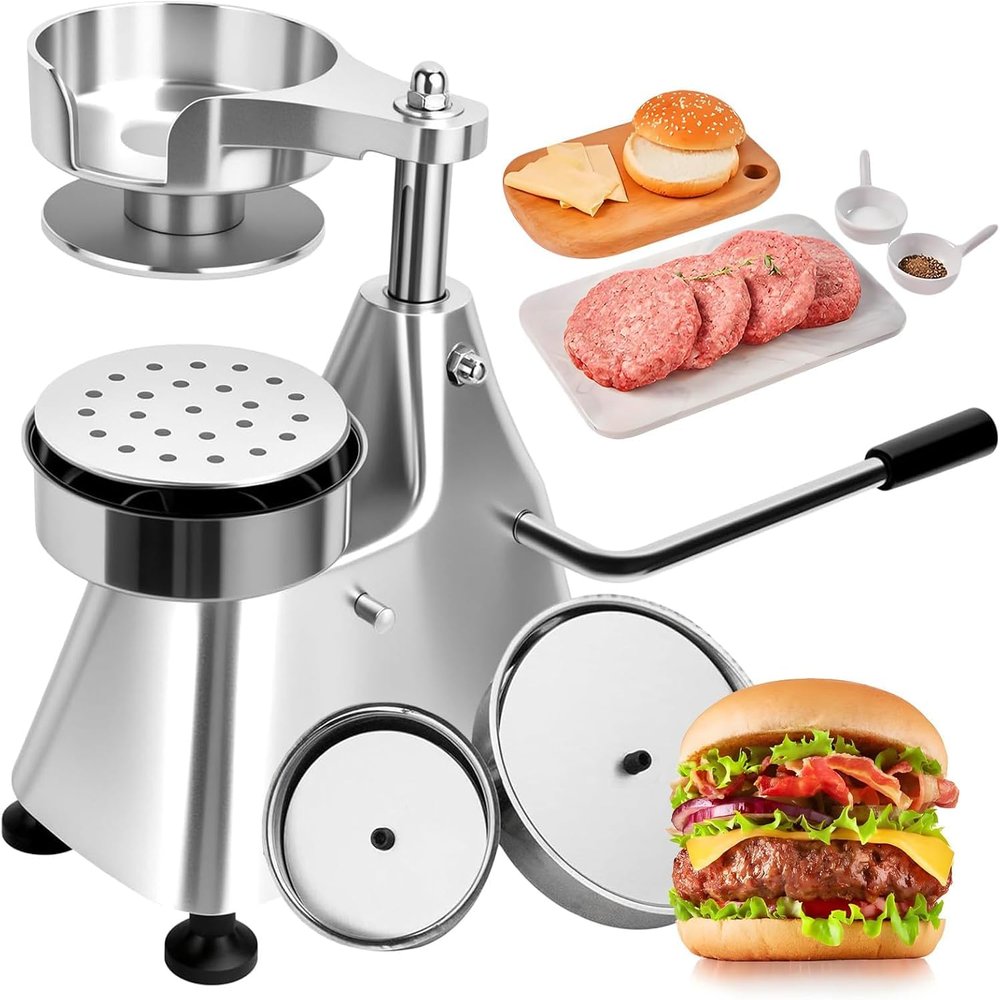 Commercial Hamburger Patty Maker, Heavy-Duty Stainless Steel Press for Easy Burger Making