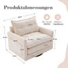 Mixtric Large Single Sofa, 360° Swivel Armchair with Armrests and Cushion, Beige view 2