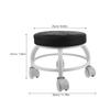 MUCKLILY Ergonomic Pedicure Stool with PU Surface, Plastic Frame, and Casters, Black view 2