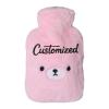 Personalized 2 L Hot Water Bottle with Embroidered Text and Bear Plush Cover, Pink view 1
