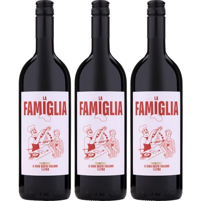 LA FAMIGLIA Primitivo Puglia IGT 1 L Dry Red Wine, Italy, incl. FeinWert E-Book (3 x 1 L)