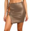Women's High-Waisted Leather Wet-Look Mini Skirt view 1